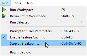 Enabling Stop at Breakpoints